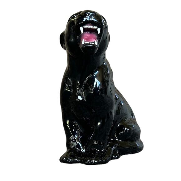 Hand Painted Large 1960s Italian Ceramic Black Panther Sculpture - Picture 3 of 10